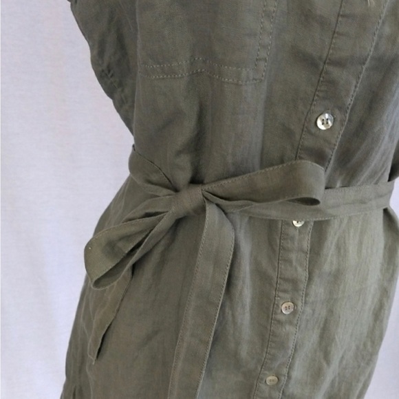Adrienne Vittadini button up linen dress with belt - Picture 3 of 6